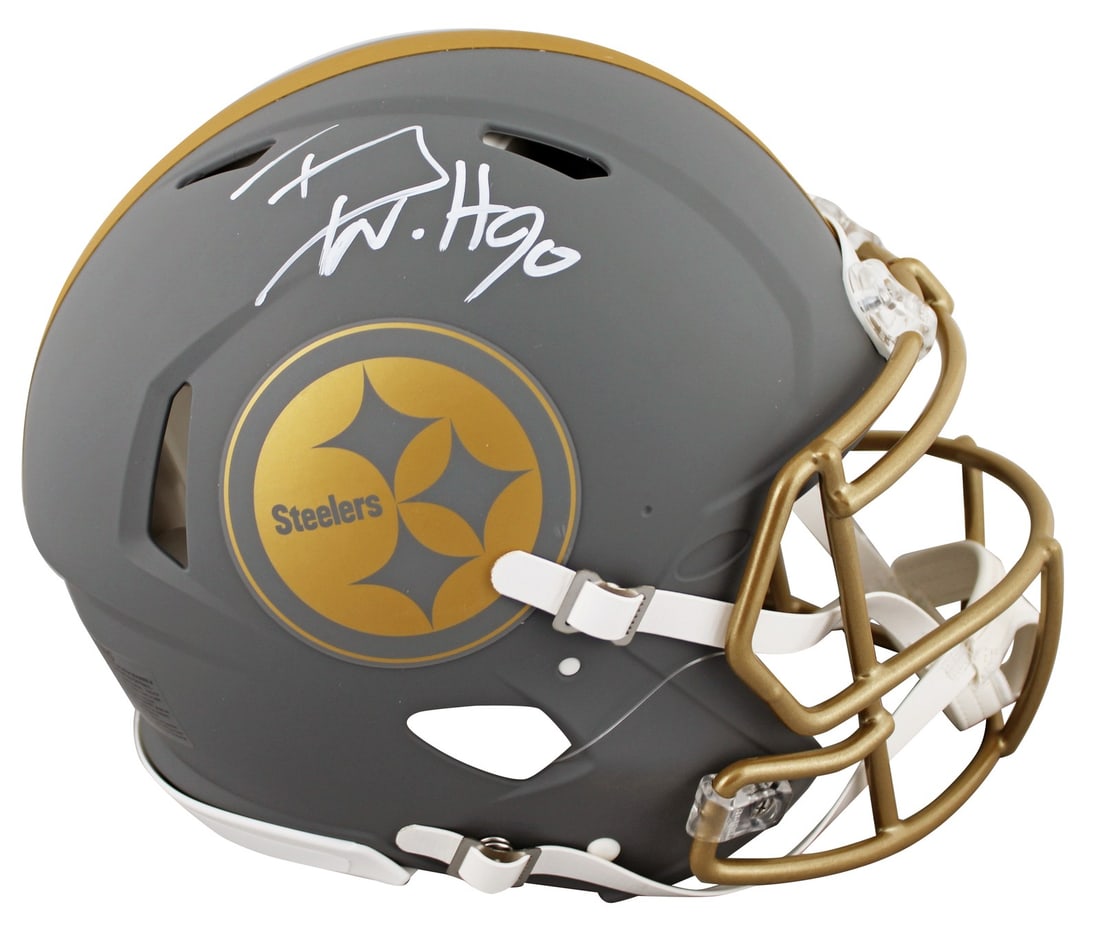 T.J. Watt Signed Pittsburgh Steelers Slate Full Size Speed Proline Helmet BAS Authenticated (1 of 3)