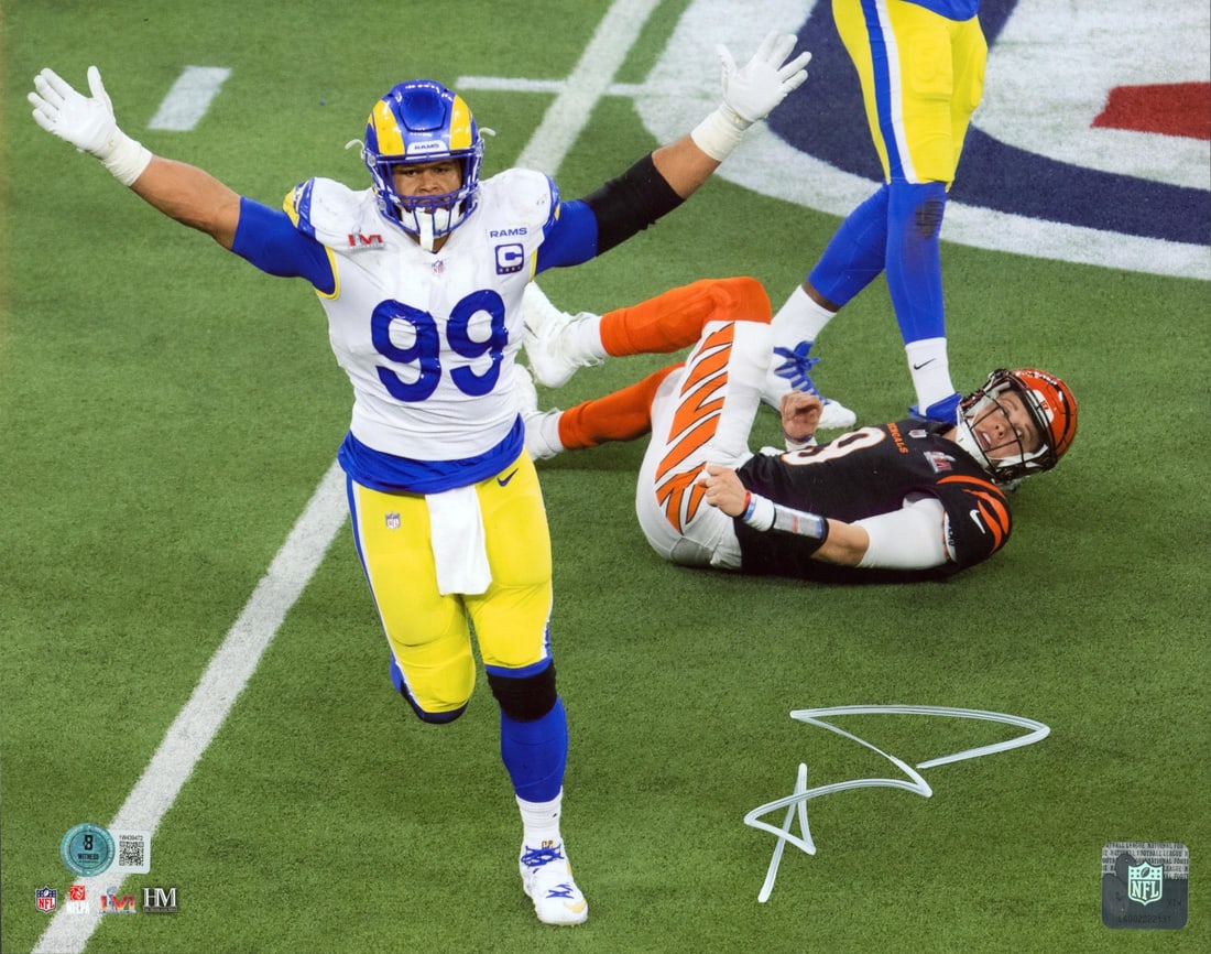 Aaron Donald Signed 11x14 Super Bowl LVI Rams Photo Beckett Witnessed (1 of 1)