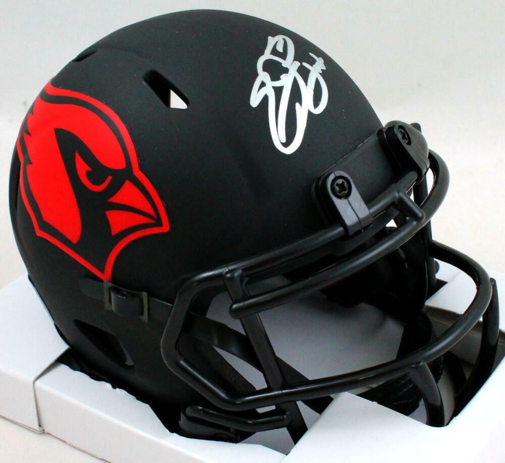 Arizona Cardinals Mini Speed Helmet Signed by Emmitt Smith Beckett Authenticated: Arizona Cardinals Mini Speed Helmet Signed by Emmitt Smith Beckett Authenticated This Arizona Cardinals Eclipse Speed mini helmet features an authentic autograph from Emmitt Smith. The helmet is an or
