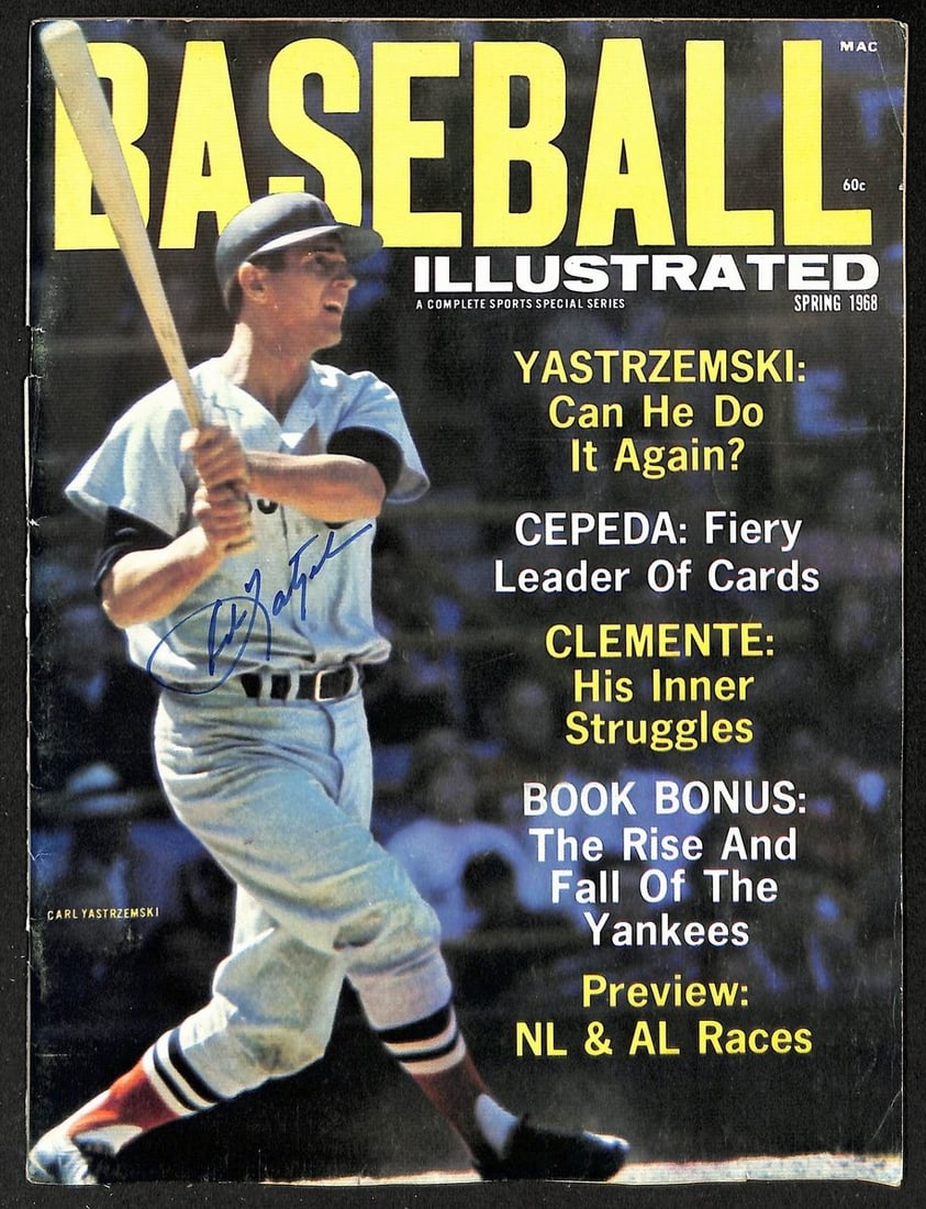 1968 Baseball Illustrated Magazine Signed by Carl Yastrzemski PSA/DNA Authenticated: 1968 Baseball Illustrated Magazine Signed by Carl Yastrzemski PSA/DNA Authenticated This is an original 1968 Baseball Illustrated magazine featuring a signature from Hall of Famer Carl Yastrzemski of 
