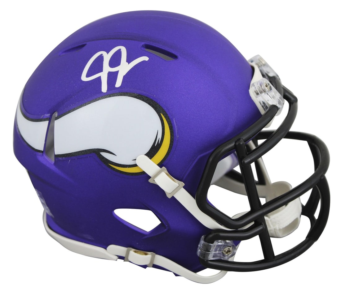 Justin Jefferson Signed Vikings Mini Helmet BAS Authenticated: Justin Jefferson Signed Vikings Mini Helmet BAS Authenticated This authentic mini helmet is a must-have for any Minnesota Vikings fan or Justin Jefferson collector. Personally signed by Justin