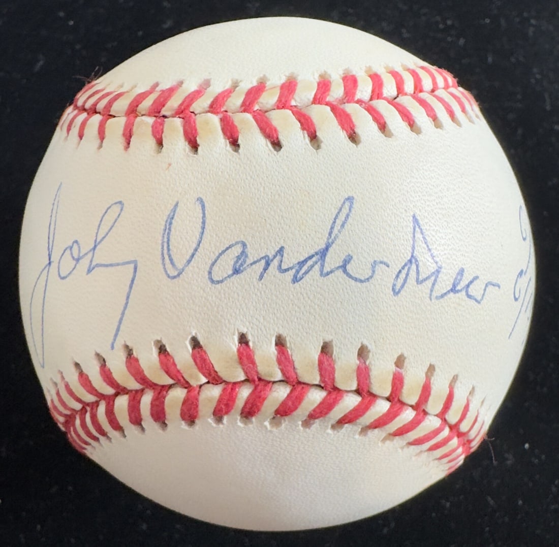 Johnny Vander Meer Signed No Hitter Baseball with Beckett Authentication: Johnny Vander Meer Signed No Hitter Baseball with Beckett Authentication This is an authentic baseball signed by Johnny Vander Meer, a legendary pitcher known for his remarkable back-to-back no-hitter