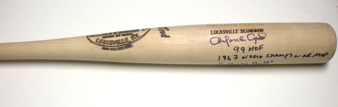 Signed Orlando Cepeda Bat with Full Stats and COA San Francisco Giants: Signed Orlando Cepeda Bat with Full Stats and COA San Francisco Giants This collectible bat features the signature of Orlando Cepeda from the San Francisco Giants. It is an original item and includes 