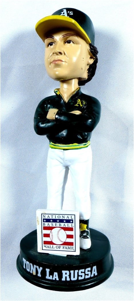 Autographed Tony La Russa Athletics Bobblehead with JSA Authentication 2014 HOF: Autographed Tony La Russa Athletics Bobblehead with JSA Authentication 2014 HOF This is a Tony La Russa autographed bobblehead featuring the Oakland Athletics, commemorating his 2014 Hall of Fame indu