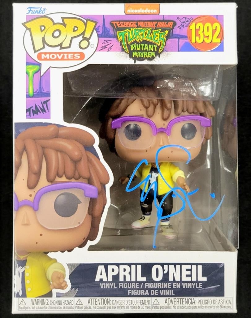 April O'Neil Funko Pop Signed by Ayo Edebiri Beckett Authenticated TMNT Collectible: April O'Neil Funko Pop Signed by Ayo Edebiri Beckett Authenticated TMNT Collectible This collectible Funko Pop! figure features April O'Neil from Teenage Mutant Ninja Turtles, signed by Ayo Edebiri. T