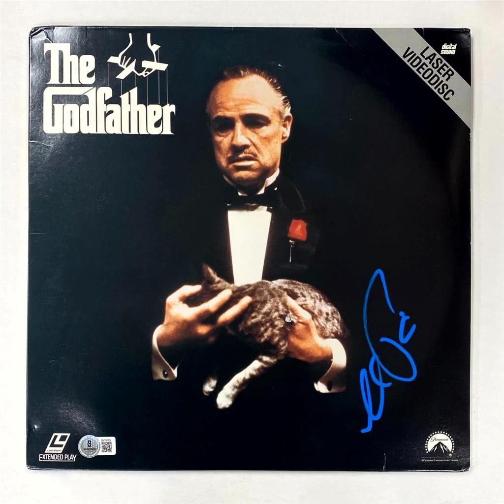 The Godfather LaserDisc Cover Autographed by Al Pacino Beckett Authenticated: The Godfather LaserDisc Cover Autographed by Al Pacino Beckett Authenticated This is an original LaserDisc cover from the movie The Godfather, personally signed by Al Pacino. The autograph has been au