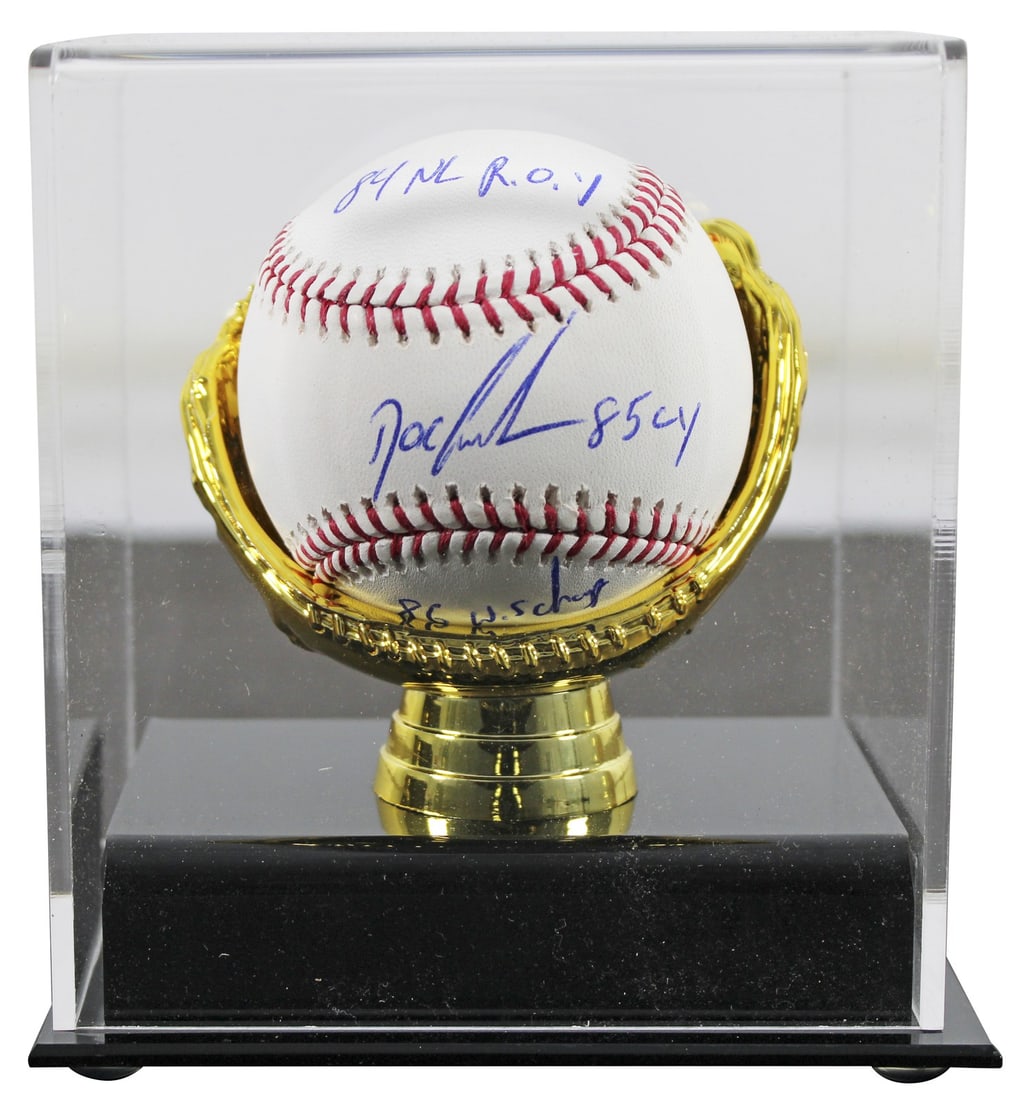 Dwight Gooden Signed OML Baseball 3x Inscribed in Display Case BAS Authenticated (1 of 5)