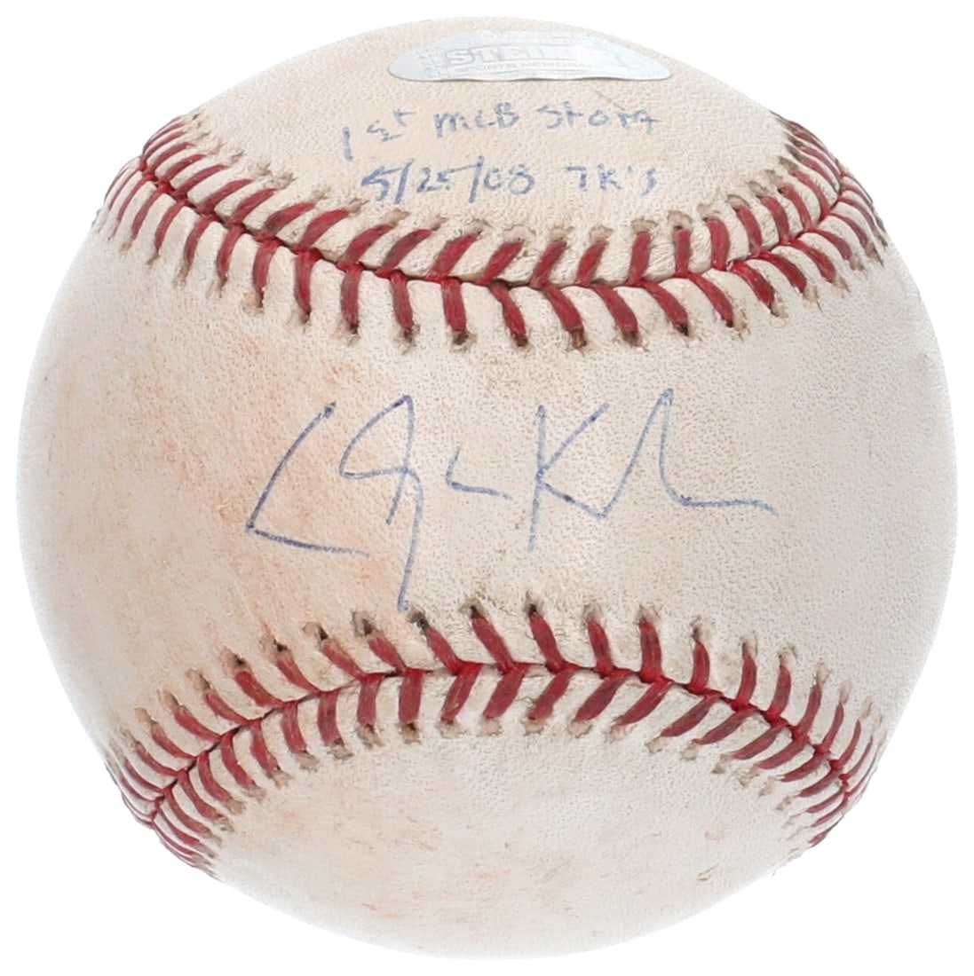 Clayton Kershaw Signed Inscribed Game Used Baseball MLB Debut Steiner: Clayton Kershaw Signed Inscribed Game Used Baseball MLB Debut Steiner This historic baseball commemorates Clayton Kershaw's Major League debut, played on May 25, 2008, against the St. Louis Cardinals 