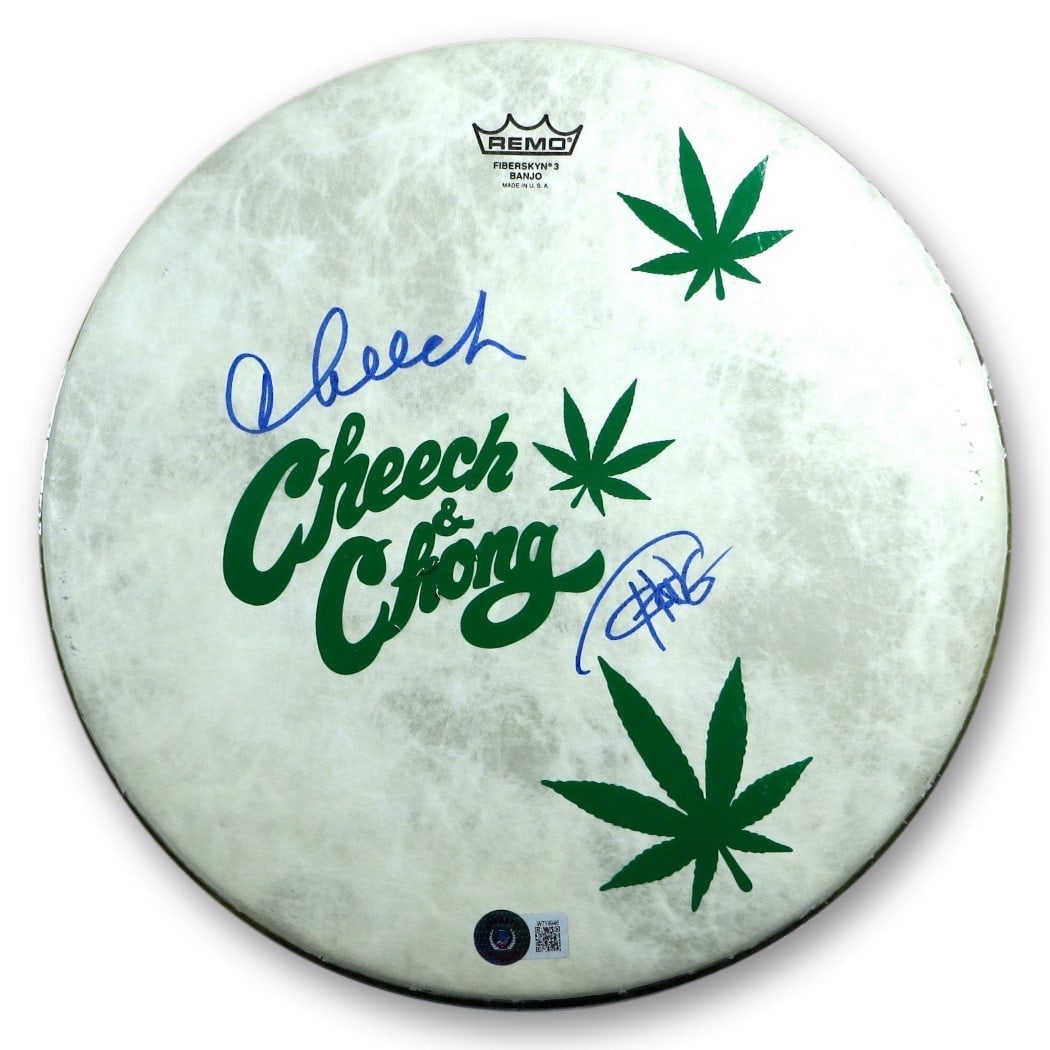 11 Inch Drumhead Signed by Cheech Marin and Tommy Chong Beckett Authenticated (1 of 4)