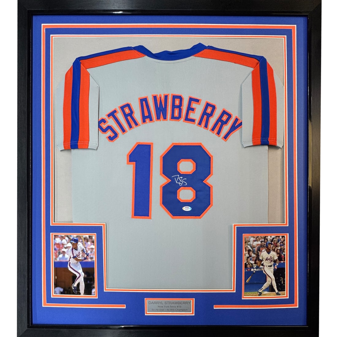 Framed Autographed Darryl Strawberry New York Mets Jersey with PSA COA (1 of 2)