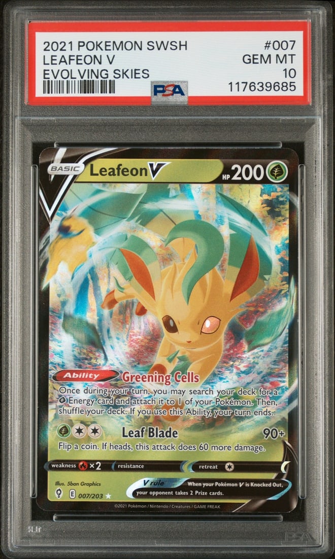 PSA 10 Leafeon V Pokemon Evolving Skies 2021 Card (1 of 1)