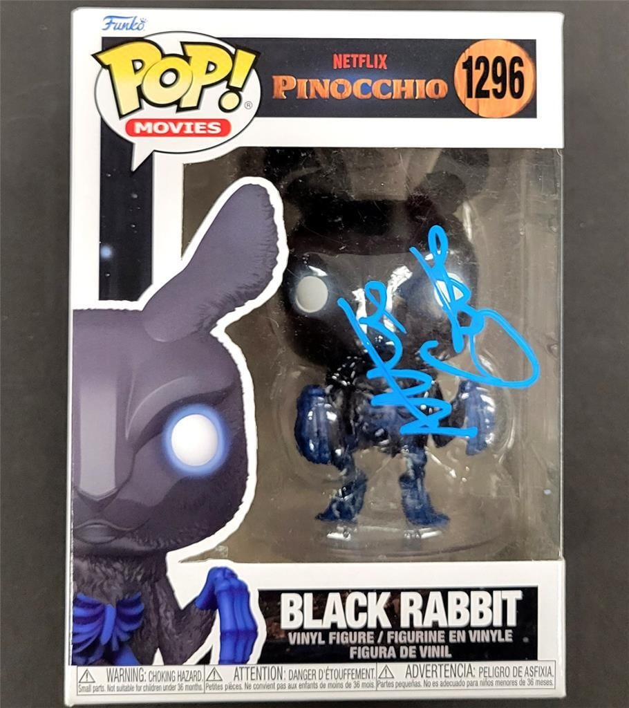 Mark Gustafson Signed Pinocchio Funko Pop with Beckett Authentication: Mark Gustafson Signed Pinocchio Funko Pop with Beckett Authentication This Funko Pop! figure features the Black Rabbit character from Guillermo del Toro's Pinocchio, signed by the talented Mark Gustaf