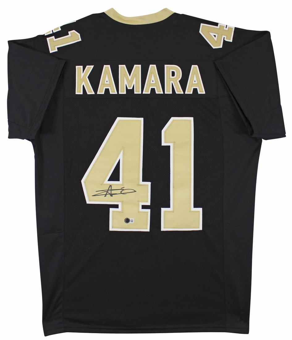Alvin Kamara Autographed Black Pro Style Jersey New Orleans Saints BAS Certified: Alvin Kamara Autographed Black Pro Style Jersey New Orleans Saints BAS Certified This authentic black Pro Style jersey has been personally signed by Alvin Kamara, the standout player for the New Orlea