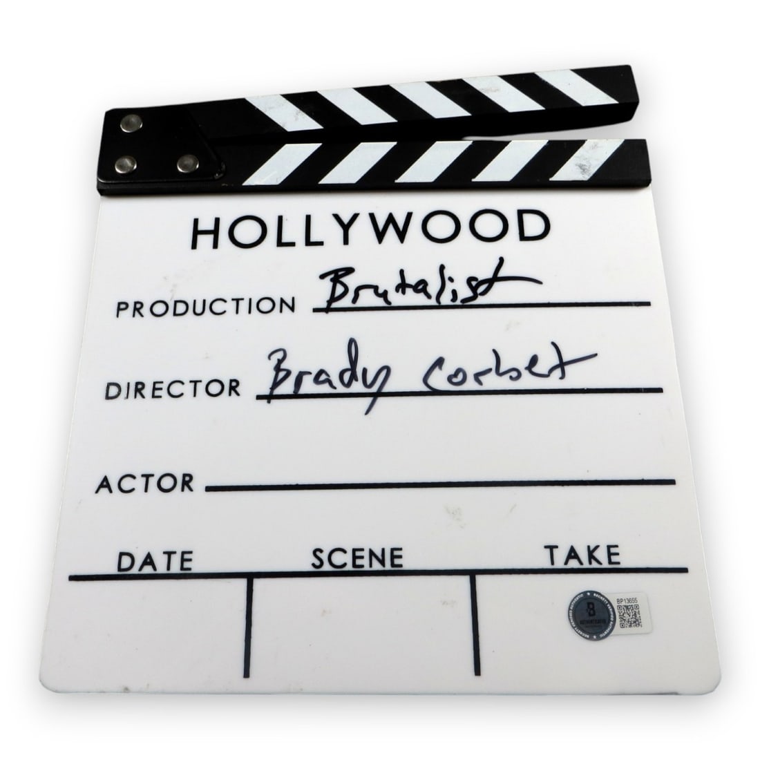 Brady Corbet Signed Movie Clapper The Brutalist Beckett Authenticated: Brady Corbet Signed Movie Clapper The Brutalist Beckett Authenticated This is an original movie clapper signed by Brady Corbet, a notable figure in the film industry. The autograph has been authentica