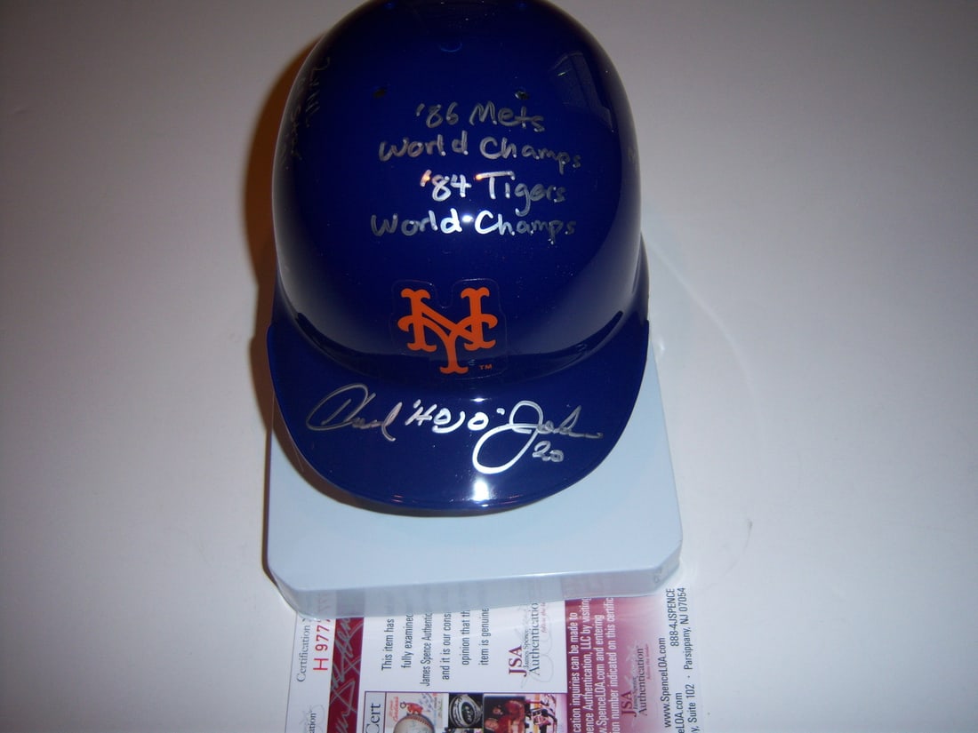 Signed Mini Helmet Howard Johnson New York Mets JSA Authenticated with Full Stats (1 of 4)