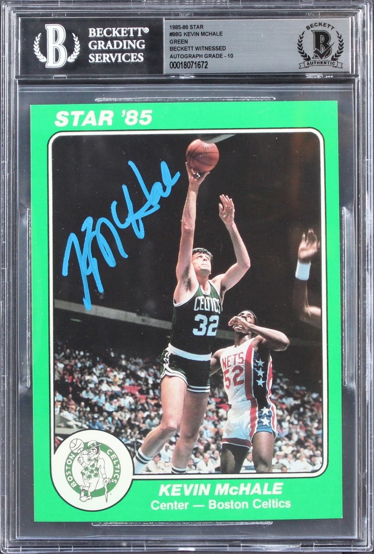 Kevin McHale Signed 1985 Star #98G 5x7 Card Gem Mint 10 BAS Authenticated: Kevin McHale Signed 1985 Star #98G 5x7 Card Gem Mint 10 BAS Authenticated This 1985 Star #98G 5x7 card features the iconic Kevin McHale, personally signed by the Boston Celtics legend. Graded Gem Mint