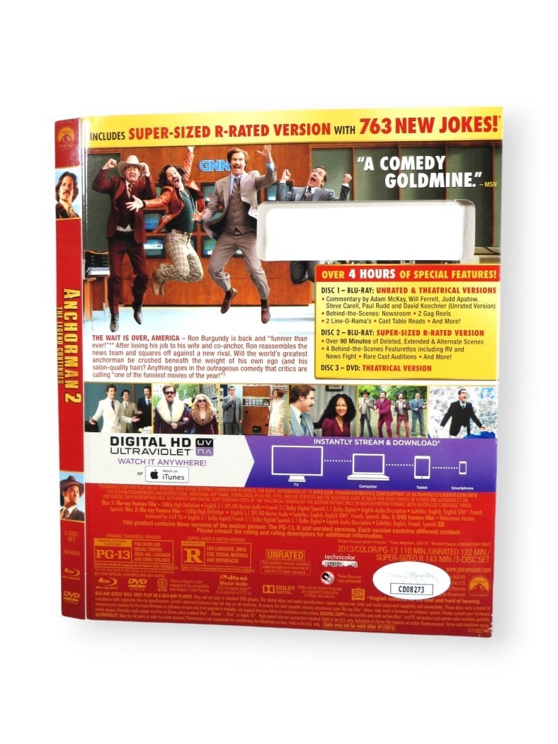 Will Ferrell JSA Authenticated Signed Anchorman 2 Blu-ray Slipcover Cover Only - 2