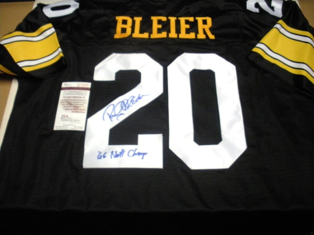 Rocky Bleier Signed Official Reebok Steelers Jersey with JSA COA: Rocky Bleier Signed Official Reebok Steelers Jersey with JSA COA This officially licensed Reebok jersey is signed by Rocky Bleier, a celebrated player of the Pittsburgh Steelers. The jersey is an orig