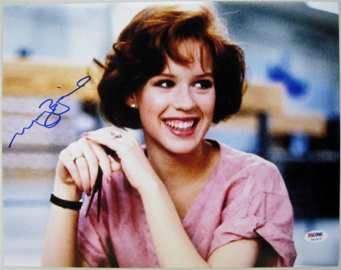 11x14 Signed Molly Ringwald Photograph From The Breakfast Club With PSA Authentication: 11x14 Signed Molly Ringwald Photograph From The Breakfast Club With PSA Authentication This is an original 11x14 photograph from the movie The Breakfast Club, signed by Molly Ringwald. The autograph h