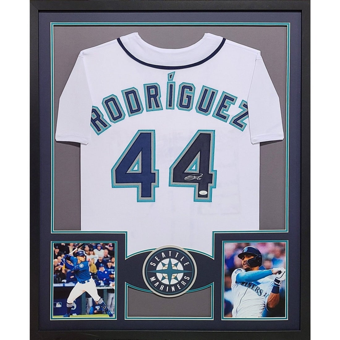 Julio Rodriguez Framed Signed Jersey JSA Authenticated Seattle Mariners: Julio Rodriguez Framed Signed Jersey JSA Authenticated Seattle Mariners This is a framed autographed jersey of Julio Rodriguez, a standout player for the Seattle Mariners. Authenticated by JSA, a lead
