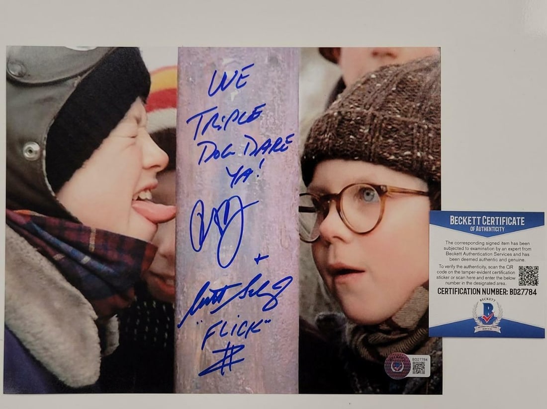 A Christmas Story 8x10 Photo Signed by Billingsley Schwartz Beckett Authenticated: A Christmas Story 8x10 Photo Signed by Billingsley Schwartz Beckett Authenticated This original 8x10 photograph from the movie 'A Christmas Story' features authentic signatures by Peter Billingsley an
