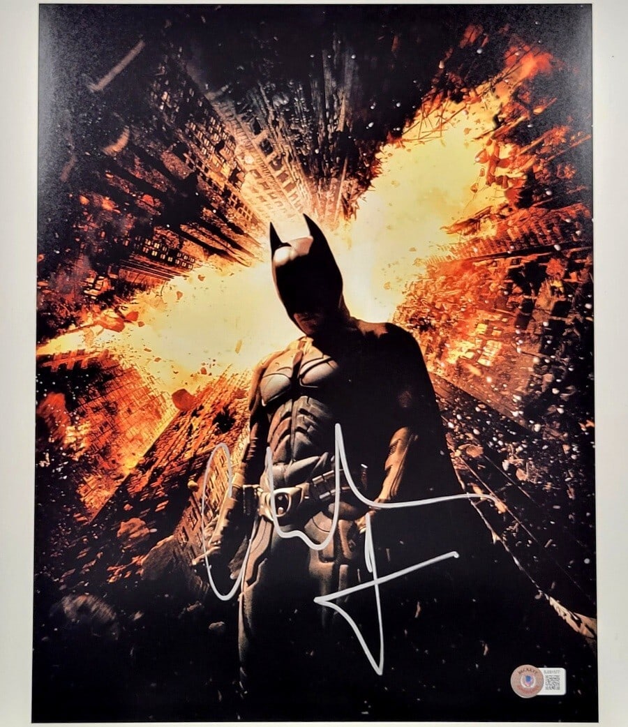 Christian Bale Signed 11x14 Dark Knight Rises Photo Beckett Authenticated: Christian Bale Signed 11x14 Dark Knight Rises Photo Beckett Authenticated This is an original 11x14 photograph poster from the movie "Batman: The Dark Knight Rises", featuring the autograph of Christi
