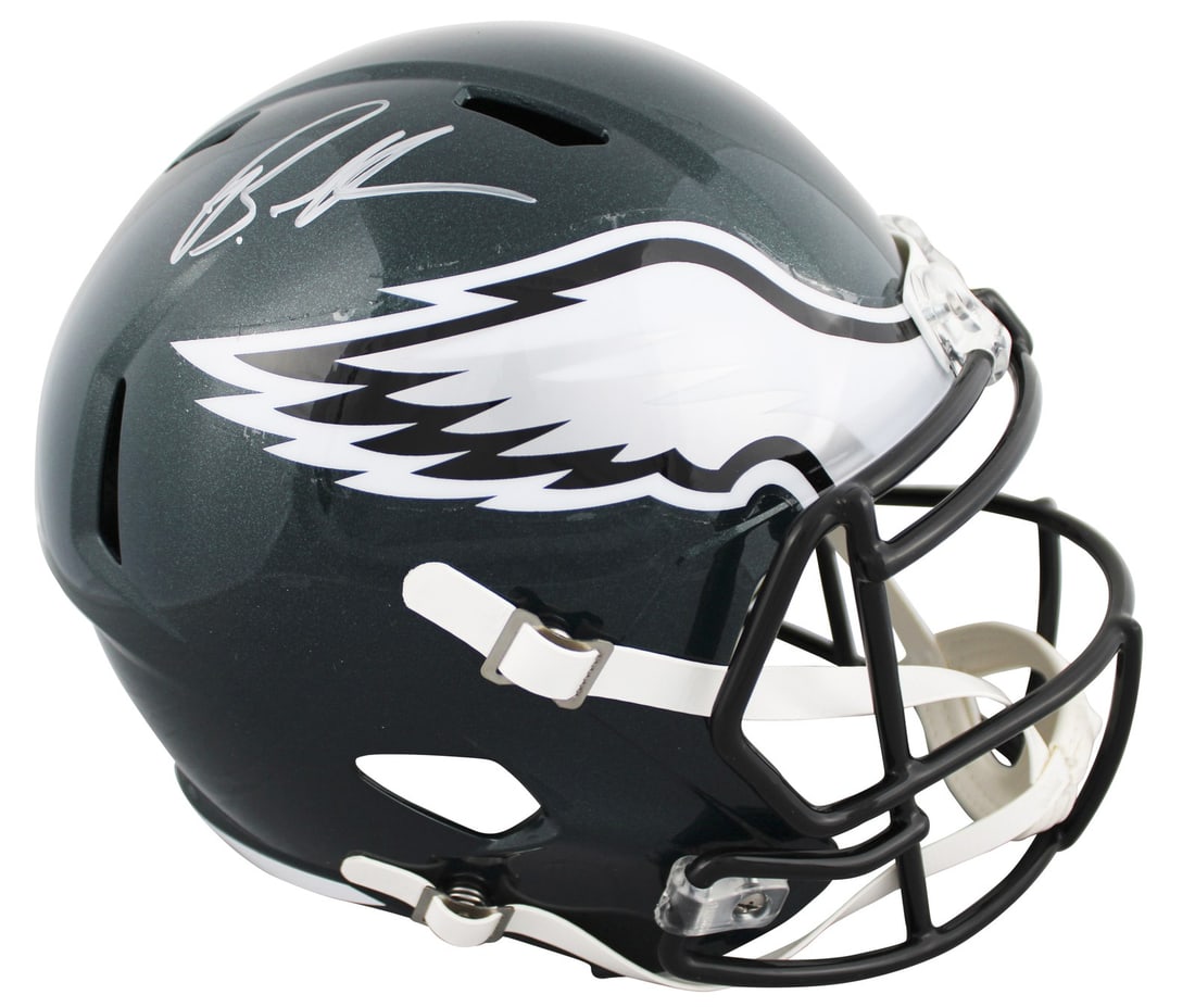 Brandon Graham Autographed Riddell Eagles Full Size Speed Replica Helmet BAS Witnessed: Brandon Graham Autographed Riddell Eagles Full Size Speed Replica Helmet BAS Witnessed This is a full-size Riddell Speed replica helmet personally signed by Brandon Graham of the Philadelphia Eagles, 