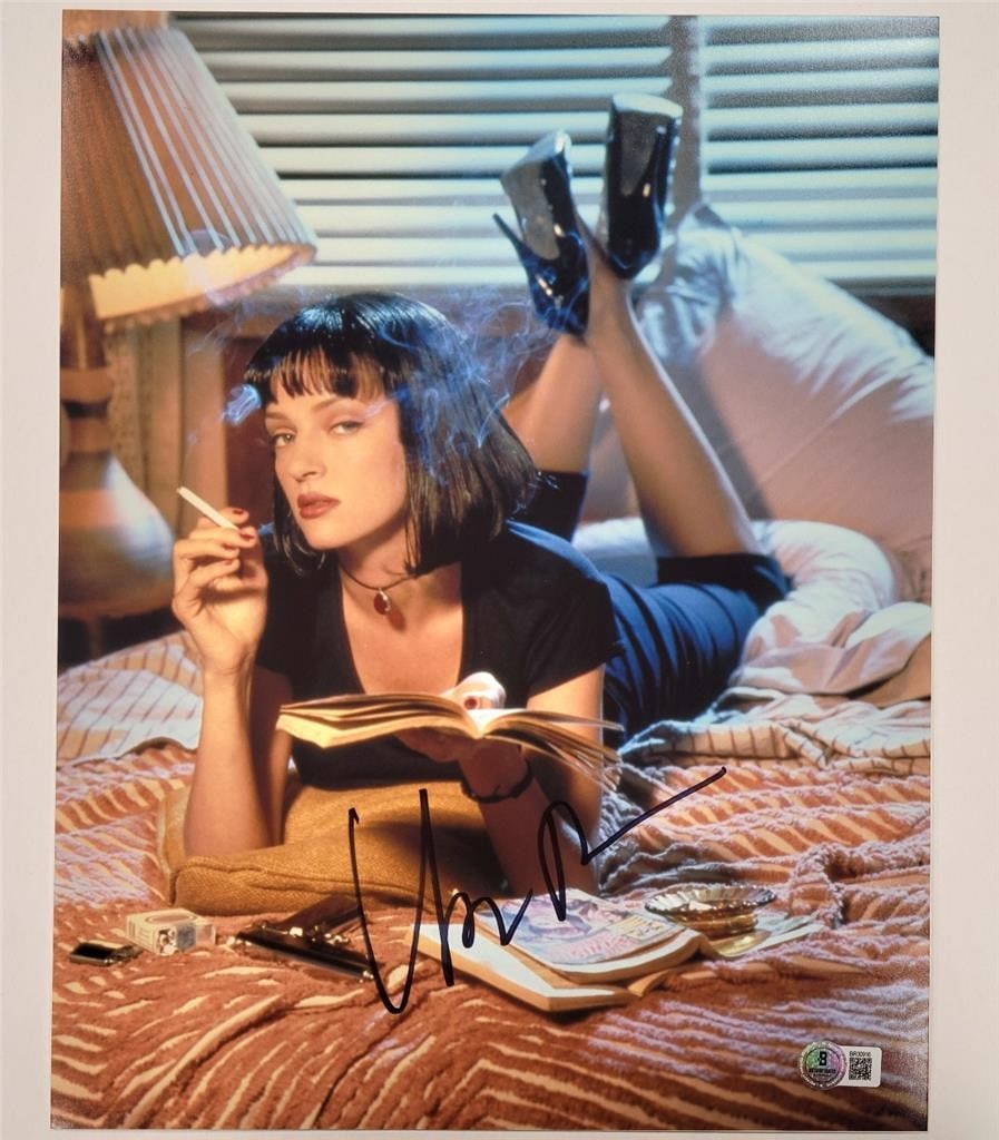 11x14 Pulp Fiction Photograph Signed by Uma Thurman Beckett Authenticated: 11x14 Pulp Fiction Photograph Signed by Uma Thurman Beckett Authenticated This is an original 11x14 photograph from the film Pulp Fiction, personally signed by Uma Thurman. The autograph is authentica