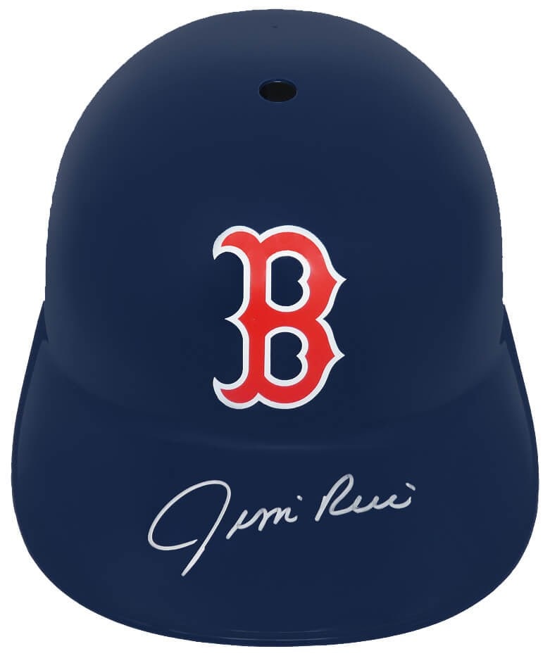 Jim Rice Signed Boston Red Sox Helmet with Fanatics COA: Jim Rice Signed Boston Red Sox Helmet with Fanatics COA Celebrate your love for baseball with this Jim Rice signed Boston Red Sox replica souvenir batting helmet. This original piece features the auto