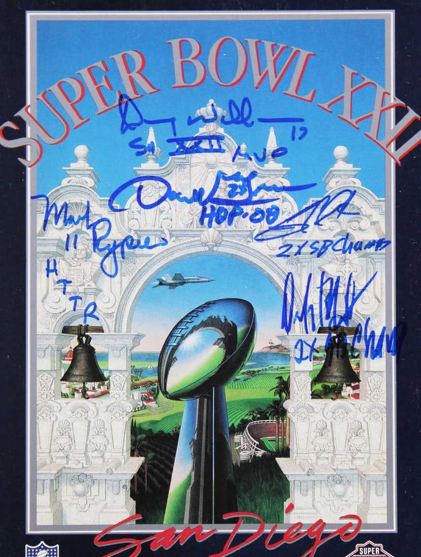 Washington Commanders Super Bowl XXII Program Signed by 5 Legends BAS - 2