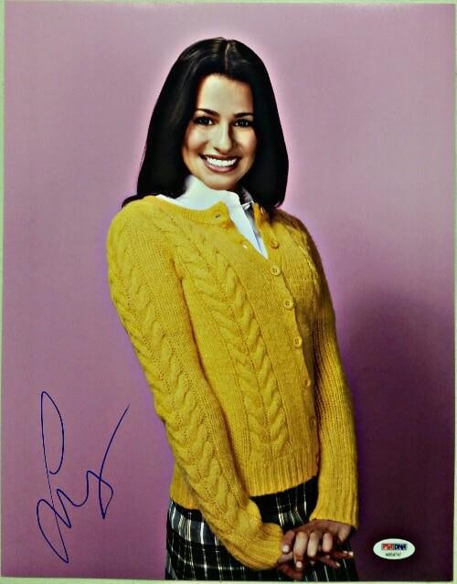 Lea Michele Signed 11x14 Glee Photograph PSA DNA Authenticated: Lea Michele Signed 11x14 Glee Photograph PSA DNA Authenticated This is an original 11x14 photograph signed by Lea Michele, known for her roles in Glee and Scream Queens. The autograph is authenticated