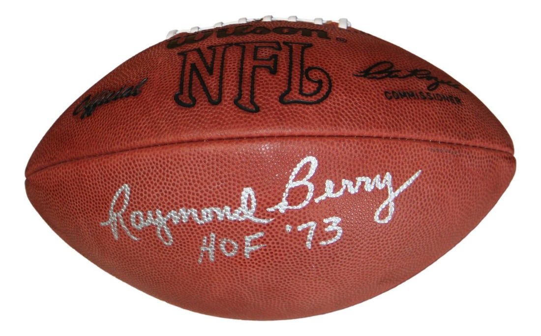 Baltimore Colts NFL Ball Signed by Raymond Berry Beckett Authenticated: Baltimore Colts NFL Ball Signed by Raymond Berry Beckett Authenticated This official NFL leather football is autographed by Raymond Berry and is associated with the Baltimore Colts. The autograph has 