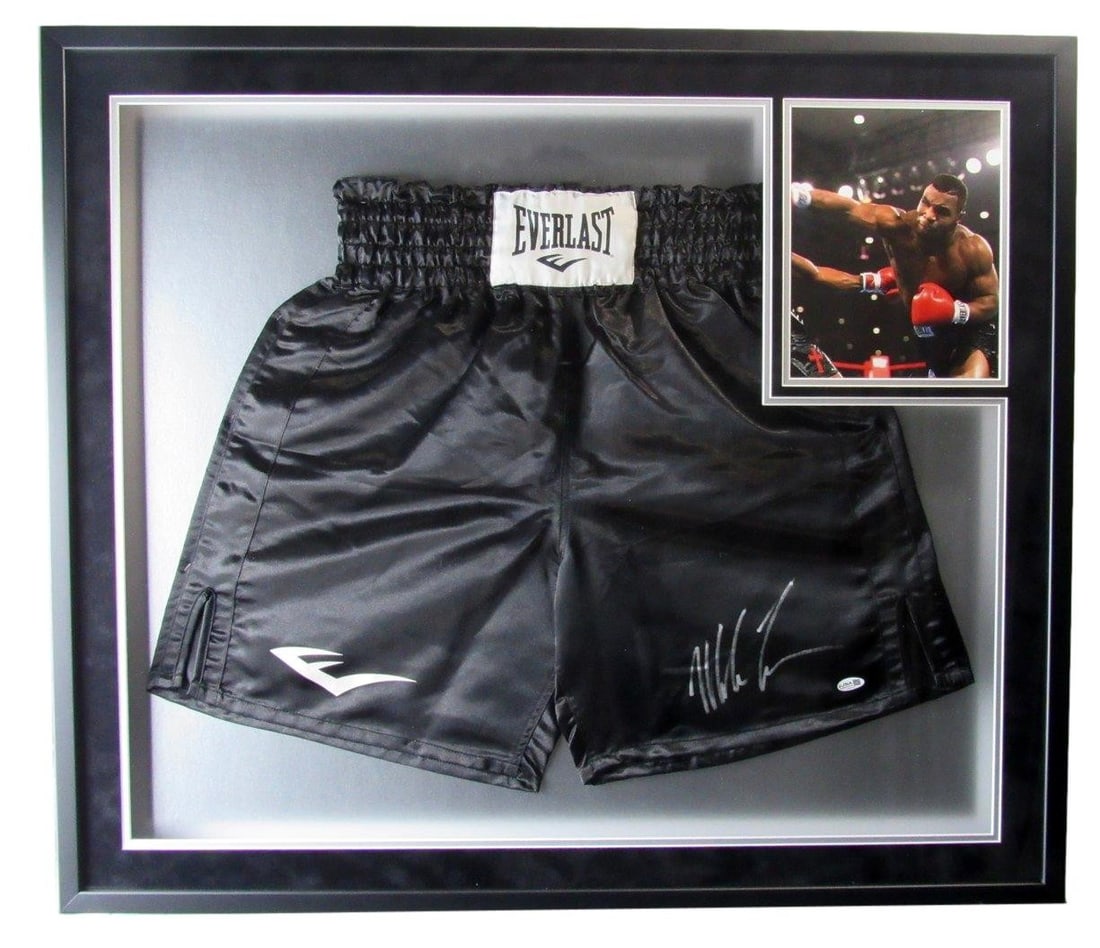 Framed Mike Tyson signed boxing trunks JSA authenticated (1 of 4)