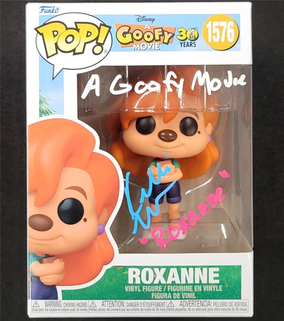 Roxanne Funko Pop signed by Kellie Martin with Beckett autograph authentication: Roxanne Funko Pop signed by Kellie Martin with Beckett autograph authentication This Funko Pop! figure of Roxanne from "A Goofy Movie" is personally signed by Kellie Martin. The autograph is authentic