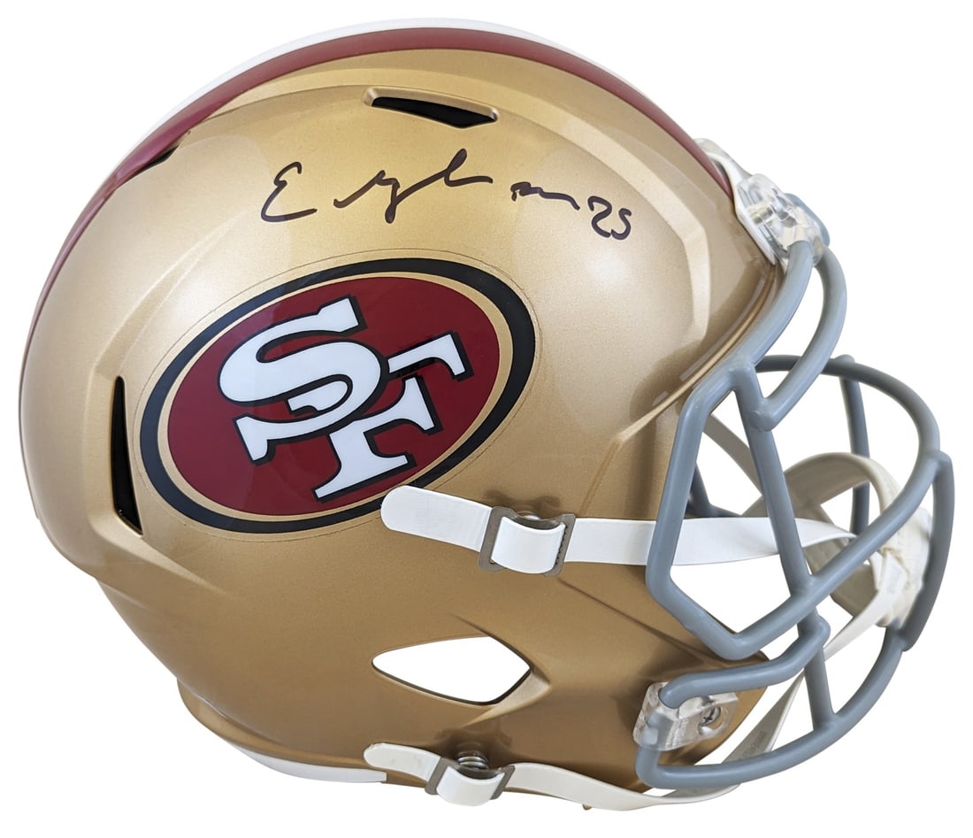 Elijah Mitchell Signed 49ers Full Size Helmet BAS Witnessed (1 of 3)