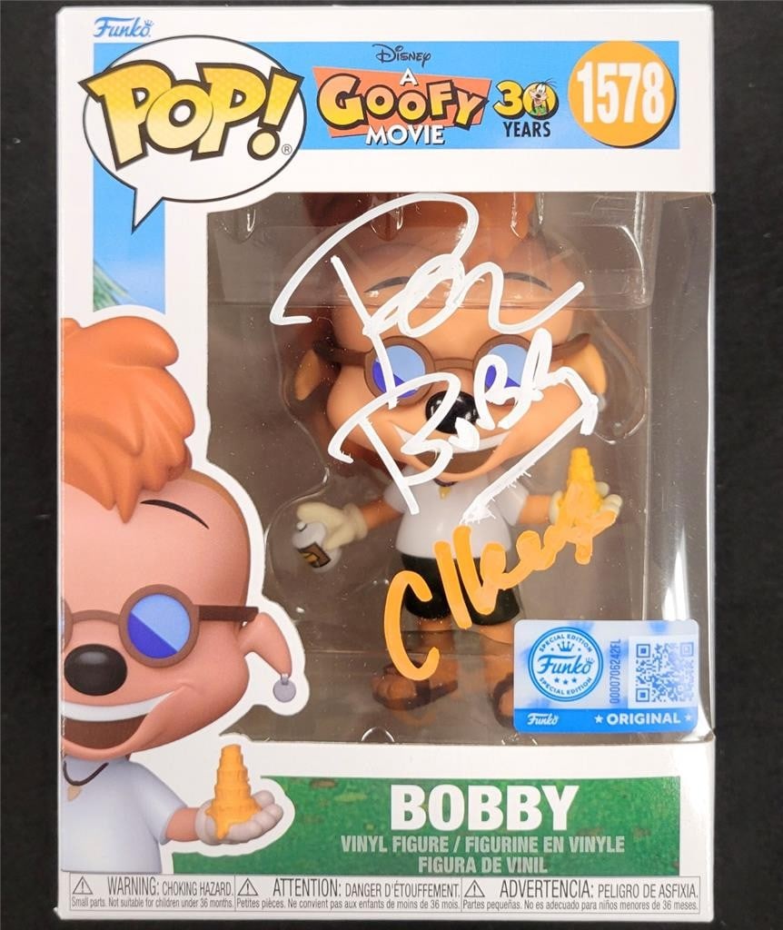Funko Pop Cheeza Figure Signed by Pauly Shore Beckett Authenticated: Funko Pop Cheeza Figure Signed by Pauly Shore Beckett Authenticated This Funko Pop! figure depicts the character Bobby from the movie A Goofy Movie. The figure is autographed by Pauly Shore and includ