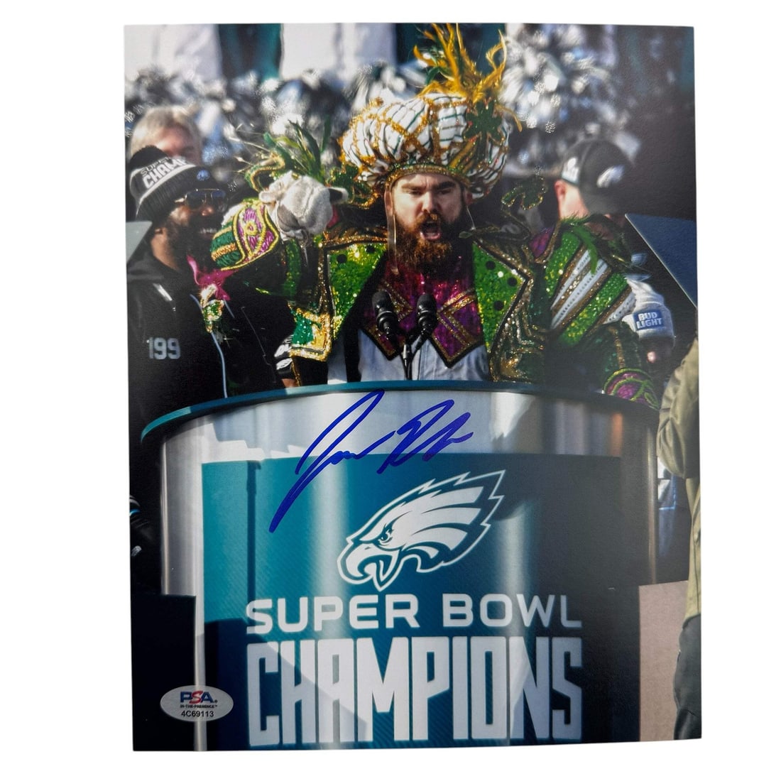 Jason Kelce signed Eagles Super Bowl speech 8x10 photo JSA COA (1 of 1)