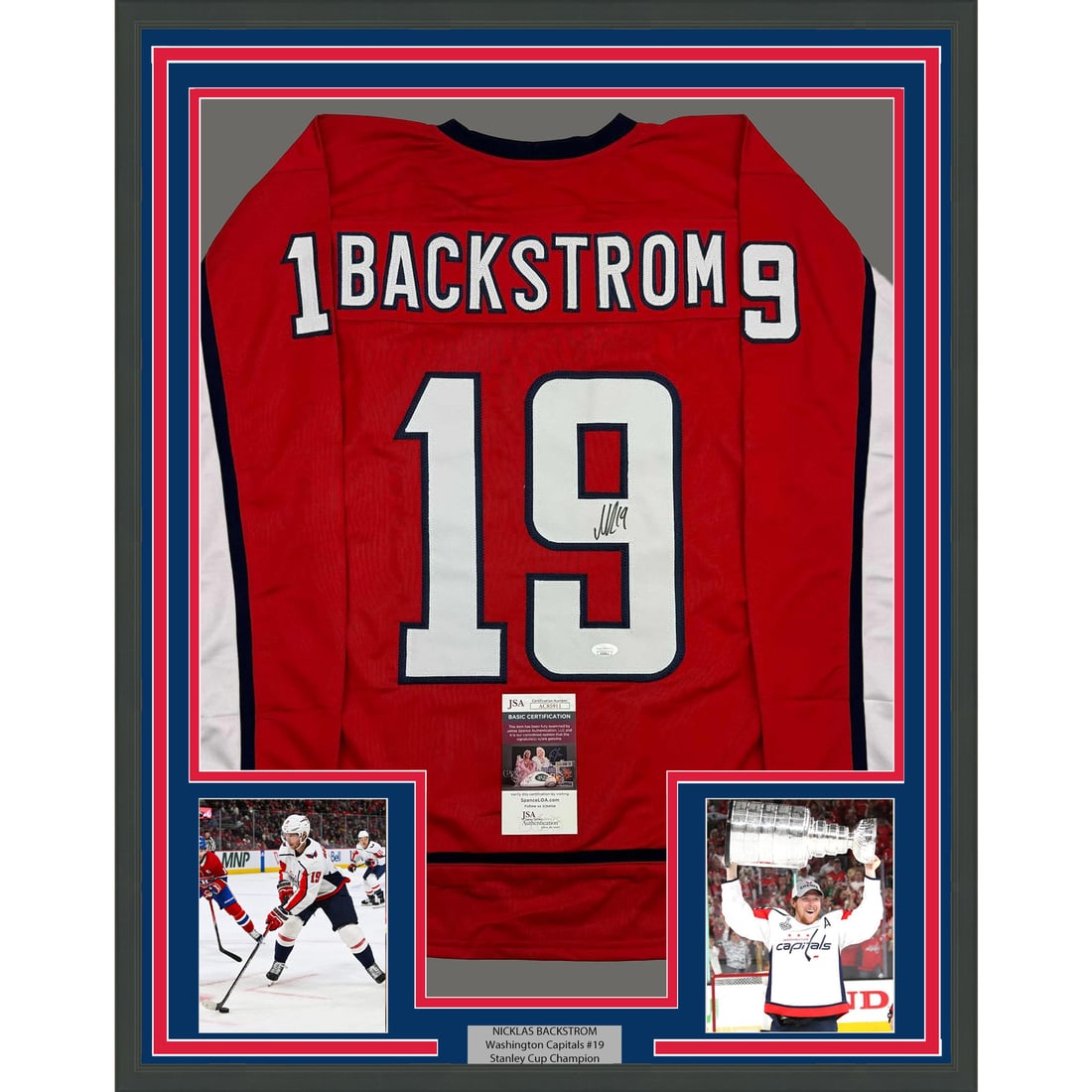 Framed Signed Nicklas Backstrom Washington Capitals Jersey JSA COA 35x39 (1 of 2)