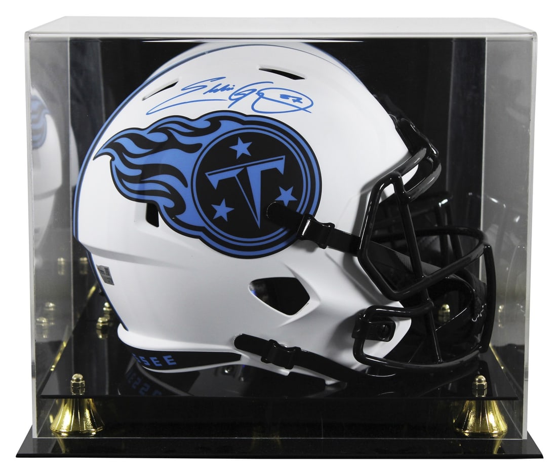 Eddie George Signed Tennessee Volunteers Lunar Full Size Helmet with Case: Eddie George Signed Tennessee Volunteers Lunar Full Size Helmet with Case Celebrate your love for Tennessee football with this autographed Lunar Full Size Speed Rep Helmet, personally signed by Eddie 