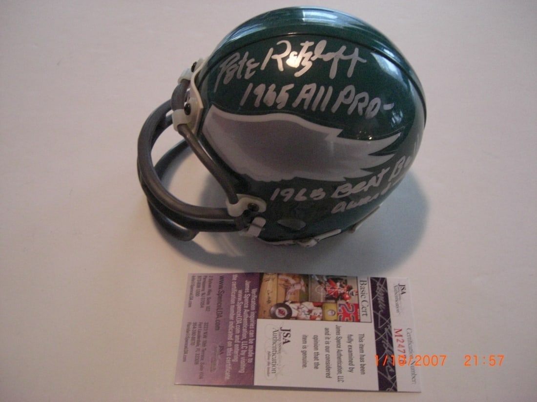 Signed Philadelphia Eagles Mini Helmet Pete Retzlaff 1965 All-Pro JSA COA (1 of 1)