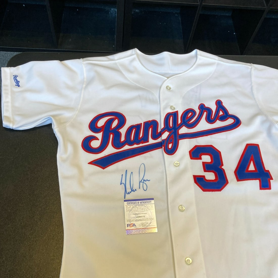 Nolan Ryan 1989 Texas Rangers Signed Jersey PSA DNA COA: Nolan Ryan 1989 Texas Rangers Signed Jersey PSA DNA COA Celebrate the legacy of baseball legend Nolan Ryan with this authentic 1989 Texas Rangers game model jersey, prominently signed by the Hall of F
