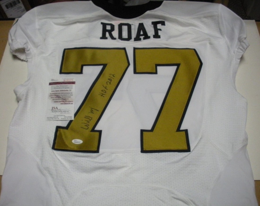 Signed Nike Jersey Autographed by Willie Roaf with JSA COA New Orleans Saints: Signed Nike Jersey Autographed by Willie Roaf with JSA COA New Orleans Saints This is an official licensed Nike jersey signed by Willie Roaf of the New Orleans Saints. The jersey is an original collec