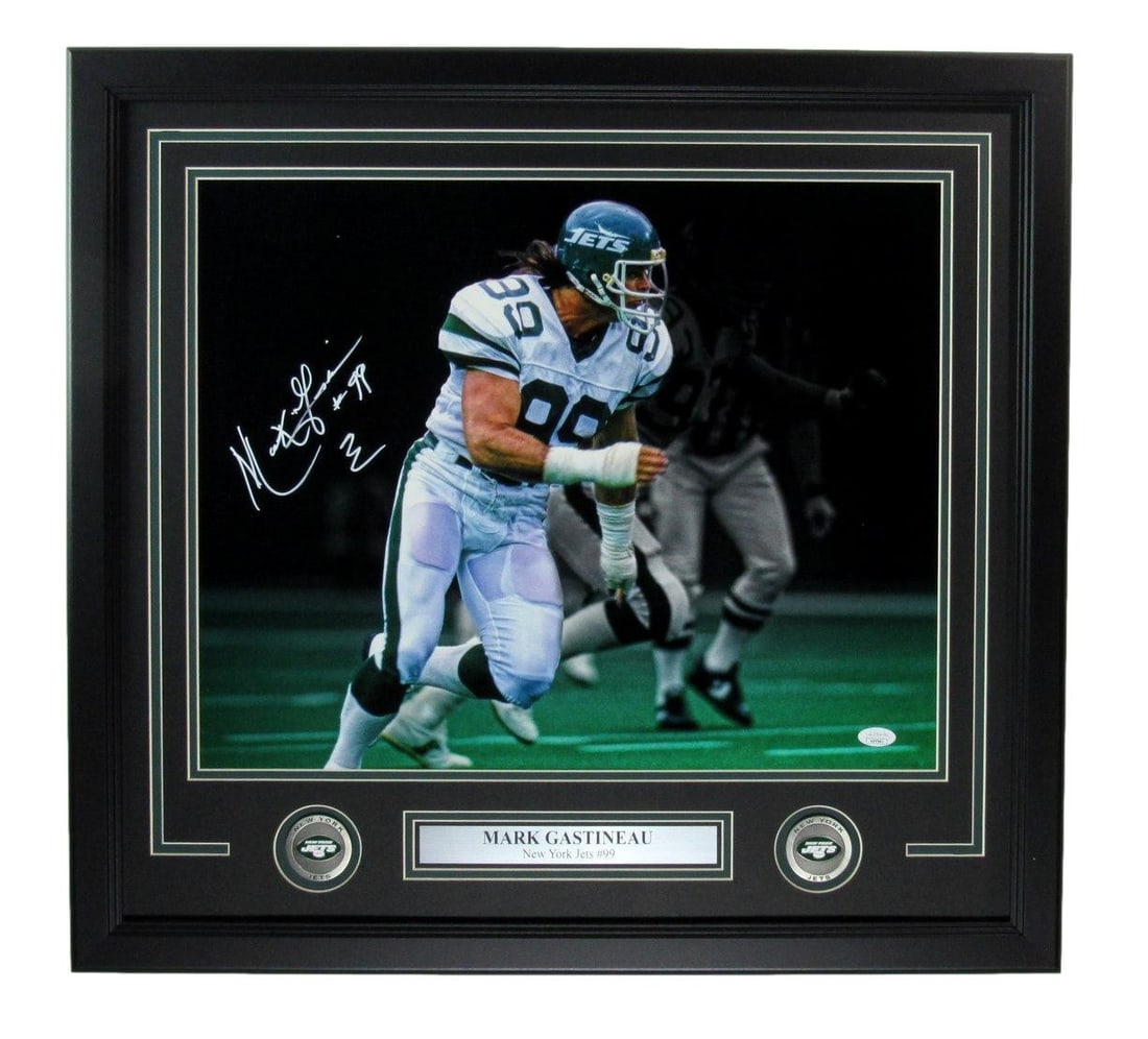 Framed 16x20 Photo Mark Gastineau New York Jets JSA Authenticated Autograph: Framed 16x20 Photo Mark Gastineau New York Jets JSA Authenticated Autograph Celebrate New York Jets history with this stunning Mark Gastineau autographed 16x20 photo, beautifully framed for display. T