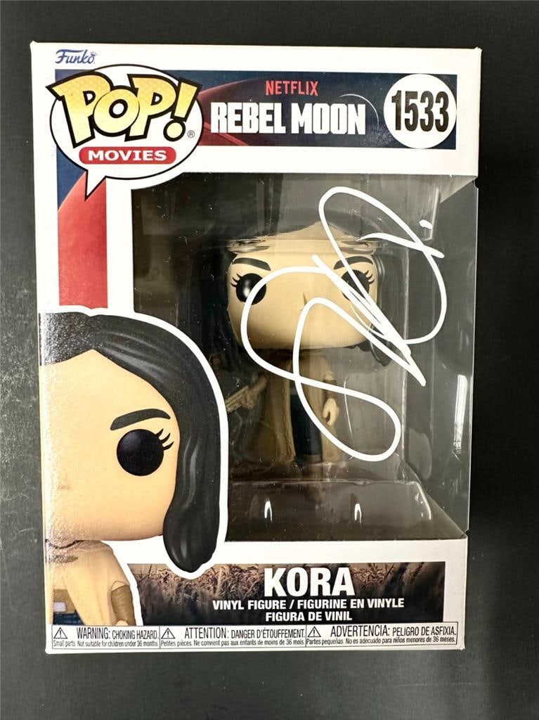Funko Pop Rebel Moon Kora Signed by Sofia Boutella Beckett Authenticated: Funko Pop Rebel Moon Kora Signed by Sofia Boutella Beckett Authenticated This is an original Funko Pop! figure of Kora from the movie Rebel Moon, personally signed by Sofia Boutella. The autograph is 