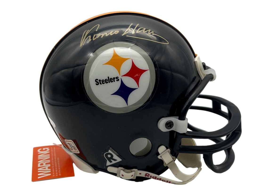 Franco Harris Autographed Mini Steelers Helmet With Steiner Authentication: Franco Harris Autographed Mini Steelers Helmet With Steiner Authentication This black mini football helmet features the authentic signature of Franco Harris and is associated with the Pittsburgh Steel