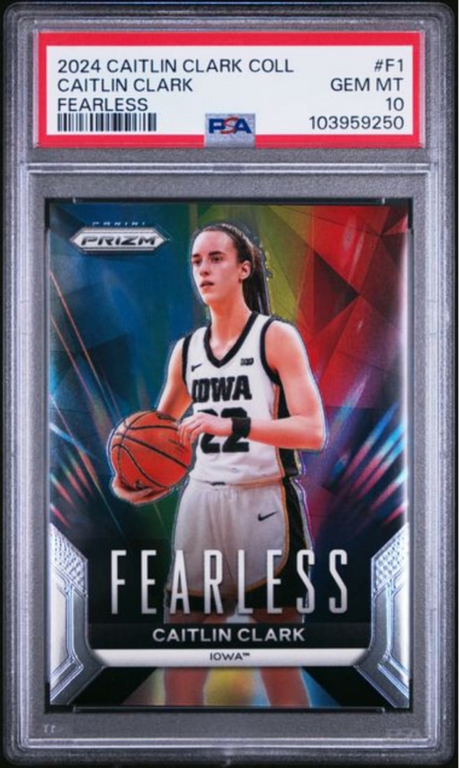 PSA 10 Caitlin Clark Fearless Rookie 2024 Panini Collection Card (1 of 2)