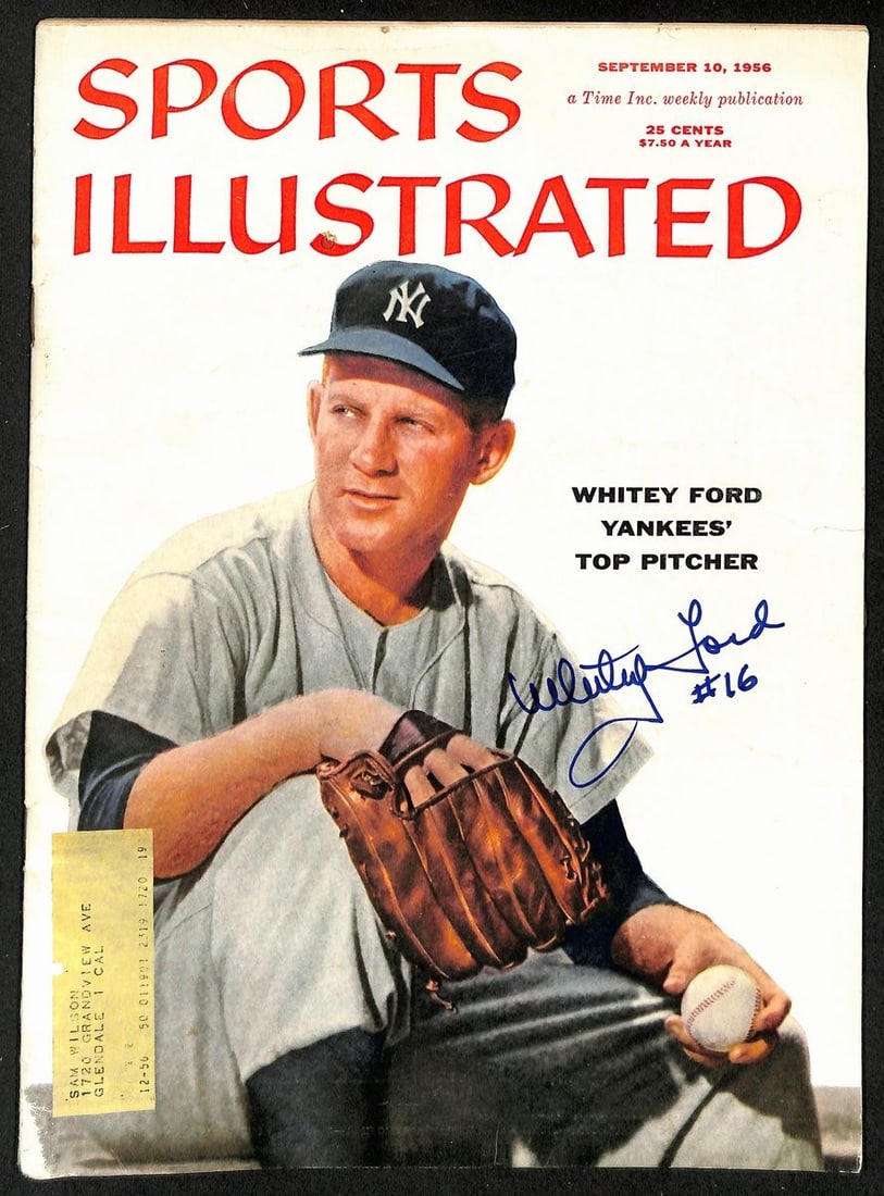 Whitey Ford Signed 1956 Sports Illustrated Magazine Yankees JSA Certified (1 of 2)