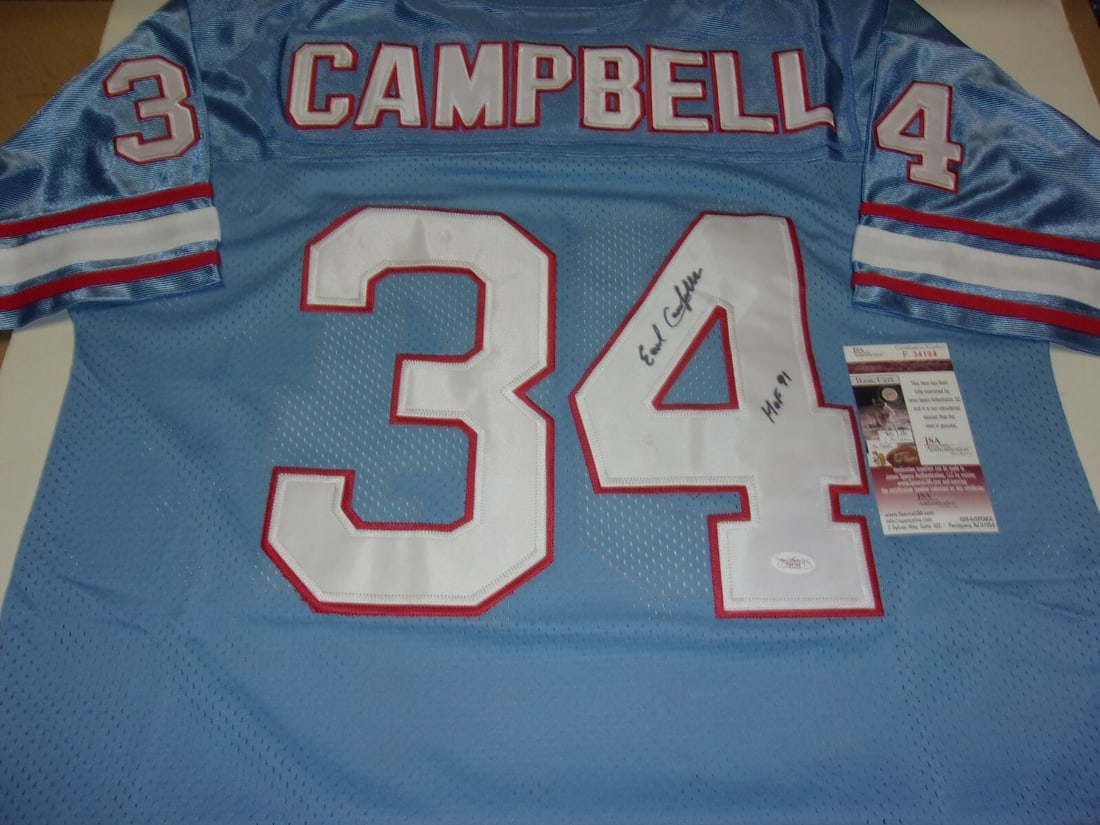 JSA Authenticated Houston Oilers Jersey Autographed by Earl Campbell (1 of 2)