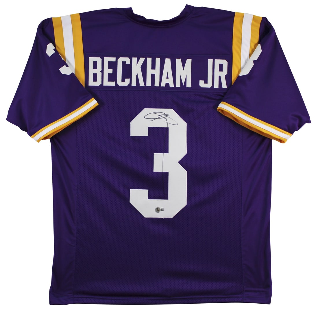 Odell Beckham Jr. Signed Purple LSU Pro Style Jersey BAS Authenticated: Odell Beckham Jr. Signed Purple LSU Pro Style Jersey BAS Authenticated Celebrate your fandom with this authentic signed purple pro style jersey from Odell Beckham Jr. of the Louisiana State Tigers. Th