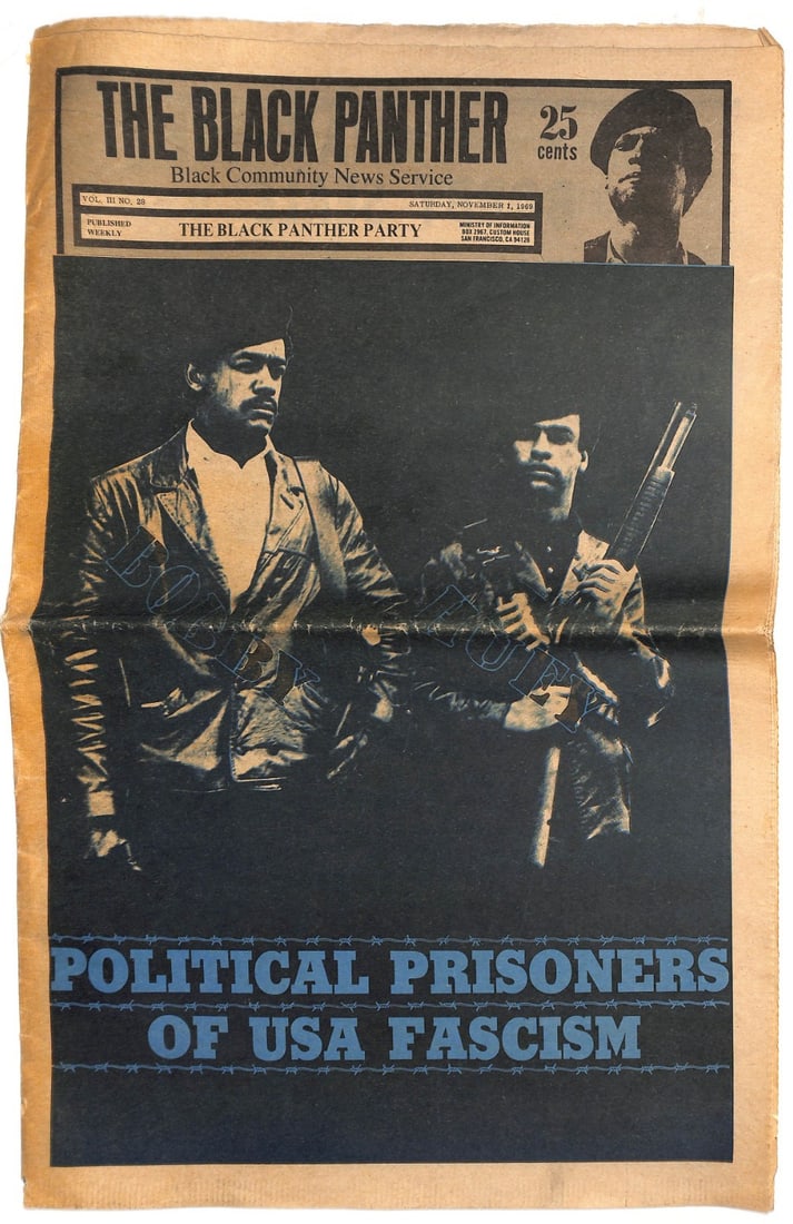 1969 Black Panther Party Community Newspaper Featuring Bobby Seale (1 of 6)